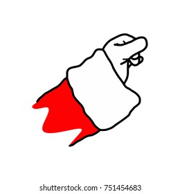hand of Santa Claus holding a virtual card vector illustration doodle hand drawn isolated on white background