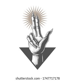 Hand in satanic vector illustration for your company or brand