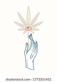 Hand der Sativa-Vektorgrafik farbig