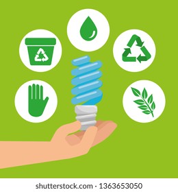 hand with save bulb and ecology element