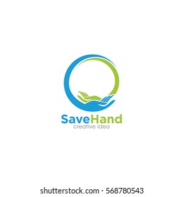 Hand Save Creative Concept Logo Design Template