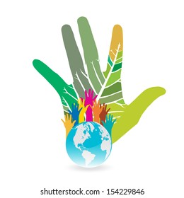 Hand Save The Earth Conceptual. vector illustration