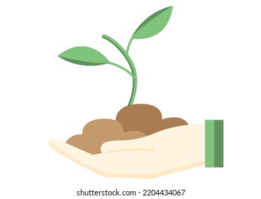 Hand with save the Green. hands human holding with growth plant