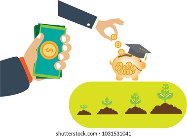hand save money concept, seed to tree