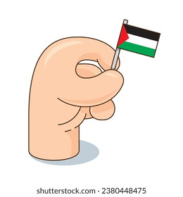 Hand save palestine flag lined graphic style illustration vector graphic.