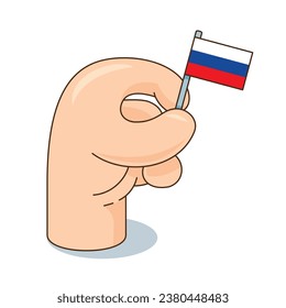 Hand sparen Russland Flagge ausgekleidete grafische Stil Illustration Vektorgrafik.