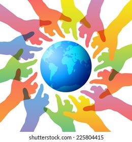 Hand Save The World. vector illustration