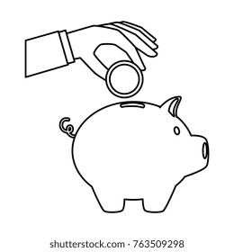 hand saver with piggy savings and coins