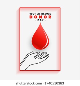 afiche para salvar la mano de sangre para el día mundial de los donantes de sangre