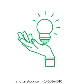 hand with saving bulb electric isolated icon