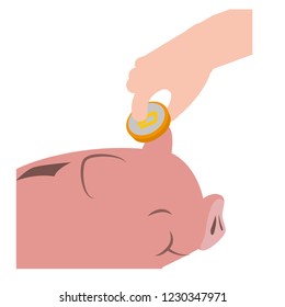 hand saving in piggy with dash