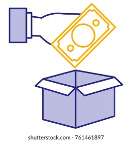 hand with savings box isolated icon