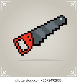Serras de mão em 8 bits pixel art para ativos de jogo e padrão de ponto cruzado na ilustração vetorial.