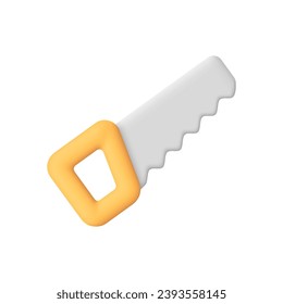 Hand Saw. Carpentry tools. 3d vector icon. Cartoon minimal style.