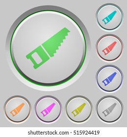 Hand saw color icons on sunk push buttons