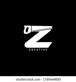 Hand saw concept simple flat Z letter logo design. Vector EPS 10.