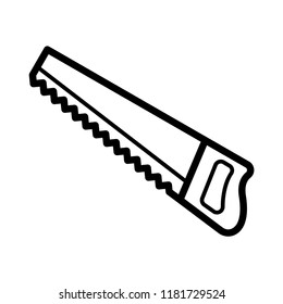 hand saw construction line arts outline black icon vector template