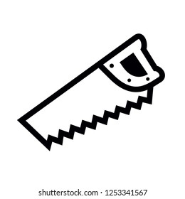 Hand saw construction tool for cutting wood. Vector cartoon illustration