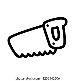 Hand saw construction tool for cutting wood. Vector cartoon illustration