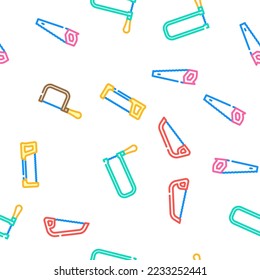 hand saw construction vector seamless pattern thin line illustration