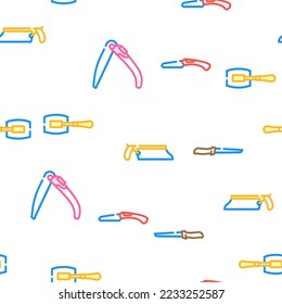 hand saw construction vector seamless pattern thin line illustration