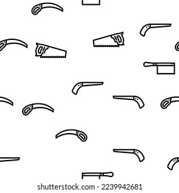 hand saw construction vector seamless pattern thin line illustration
