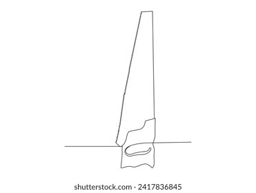 Hand Saw in Continuous line drawing. One line drawing background. Vector illustration. hacksaw continuous line icon
