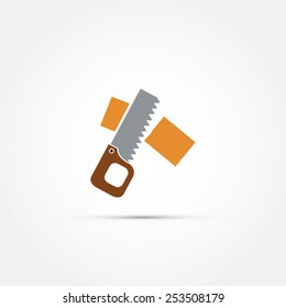 Hand saw cutting icon