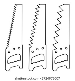 Handsäge flach Silhouette Symbol Vektor - verschiedene Arten von Handsägen Vektor.