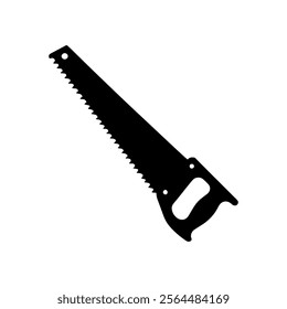 Hand saw flat silhouette vector illustration design on white background.