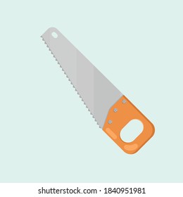 Hand saw flat vector illustration.