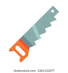 Hand saw or hacksaw for carpentry. Multicolored flat vector icon representing construction tools concept isolated on white background