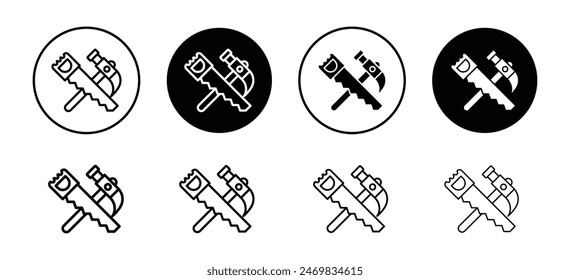 Hand saw and hammer icon vector set collection for web