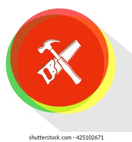 hand saw and hammer. Internet template. Vector icon.