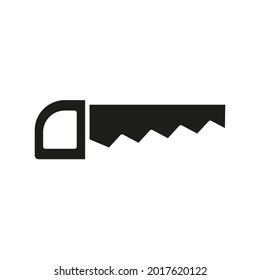 Hand saw icon. Carpenting outline symbol. Built black silhouette pictogram. Vector isolated on white.