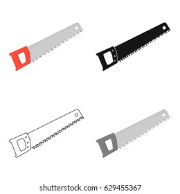 Hand saw icon in cartoon style isolated on white background. Build and repair symbol stock vector illustration.