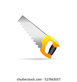 Hand saw icon in color. Carpenter tool equipment construction