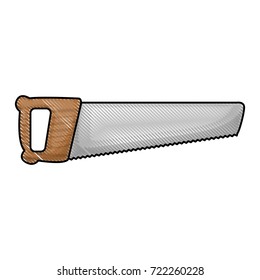 hand saw icon in colored crayon silhouette vector illustration