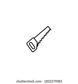 Hand saw icon. Construction icon. Simple, flat, black, outline.