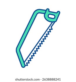 Hand saw icon. Construction tool. Color vector instrument illustration