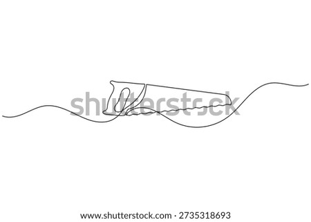 Hand saw icon continuous one line art style carpentry design