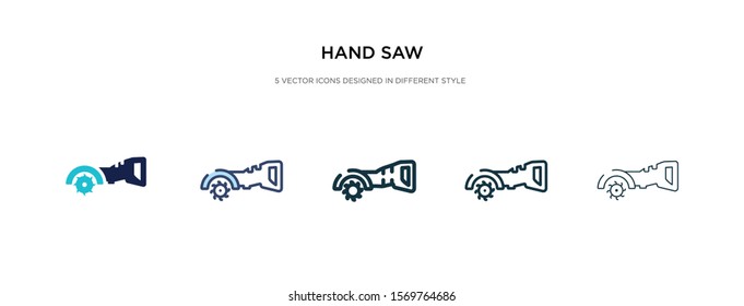 hand saw icon in different style vector illustration. two colored and black hand saw vector icons designed in filled, outline, line and stroke style can be used for web, mobile, ui