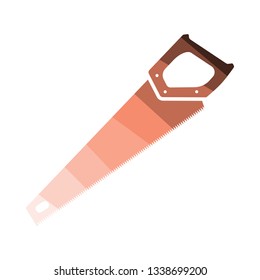 Hand saw icon. Flat color design. Vector illustration.