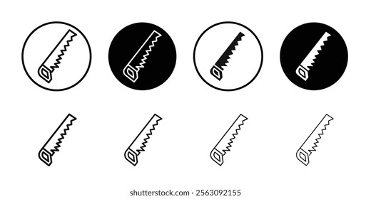 Hand saw icon Flat outline fill set collection