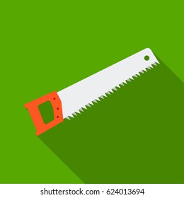 Hand saw icon in flat style isolated on white background. Build and repair symbol stock vector illustration.