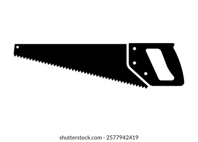 Hand saw icon. Hacksaw. Black silhouette. Side view. Vector simple flat graphic illustration. Isolated object on white background. Isolate.