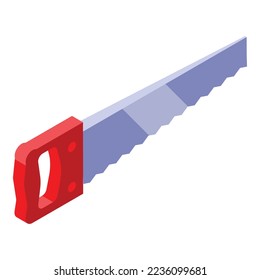 Hand Säge Symbol isometrische Vektorgrafik. Wohnungsrenovierung. Wandreparatur