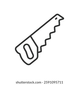 Hand Saw, icon in line design. Hand saws, saws, cutting tool, wood cutting, carpentry, hand tool, manual saws on white background vector. Hand Saw editable stroke icon