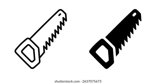 Hand saw icon. Line and silhouette style.