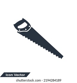 hand saw icon logo vector illustration. handsaw carpentry tool symbol template for graphic and web design collection